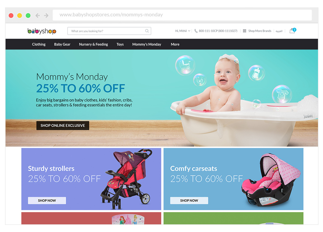 Get online exclusive discounts on Mommy’s Monday.